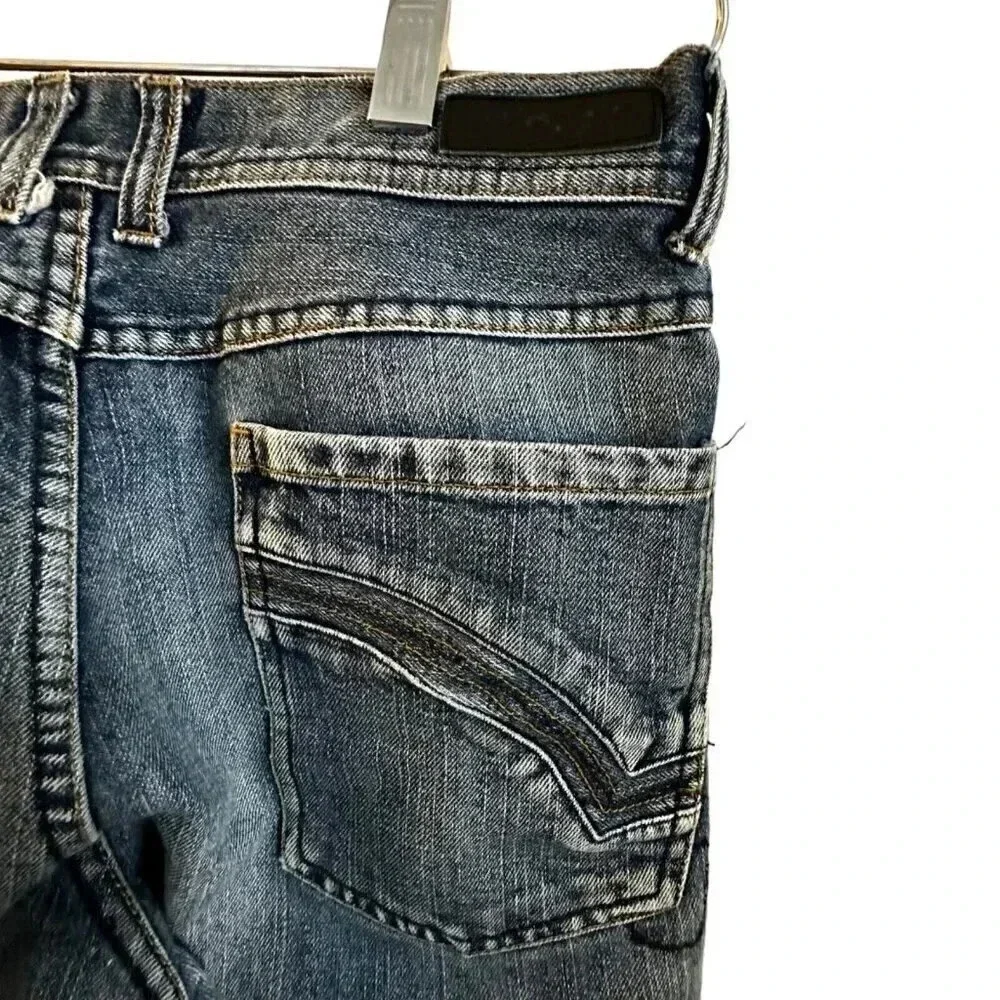 Ring Of Fire Jeans Boy Teen 18 Blue Denim Distress Straight Leg W27 L27 med wash - Picture 6 of 14